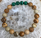 Malachite Picture Jasper Stretch Bracelet Natural Gem