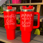 Mama Needs A Silent Night 40oz Insulated Mug With Handle Lid And Straw