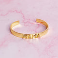 Mama Open Bangle Gold Plated Adjustable Engraved Bracelet