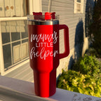 Insulated 40oz Travel Mug With Handle Lid And Straw, Green Option, Mom Gift BandsCo Straps