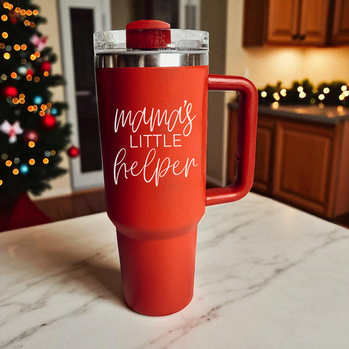 Insulated 40oz Travel Mug With Handle Lid And Straw, Green Option, Mom Gift BandsCo Straps