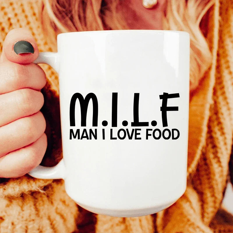 Man I Love Food Ceramic Mug 15 oz Peachy Sunday