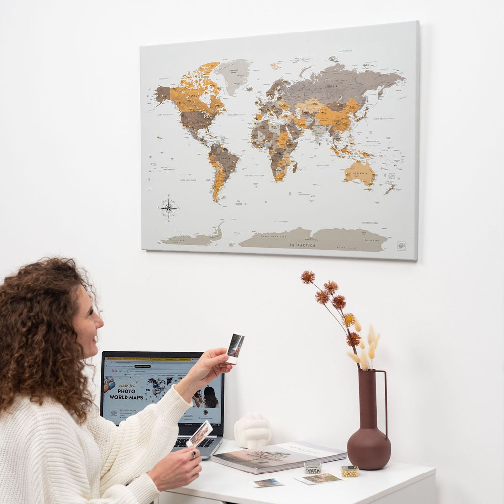 World Map on Canvas - Desert - SJB-DIAMOND ELITES