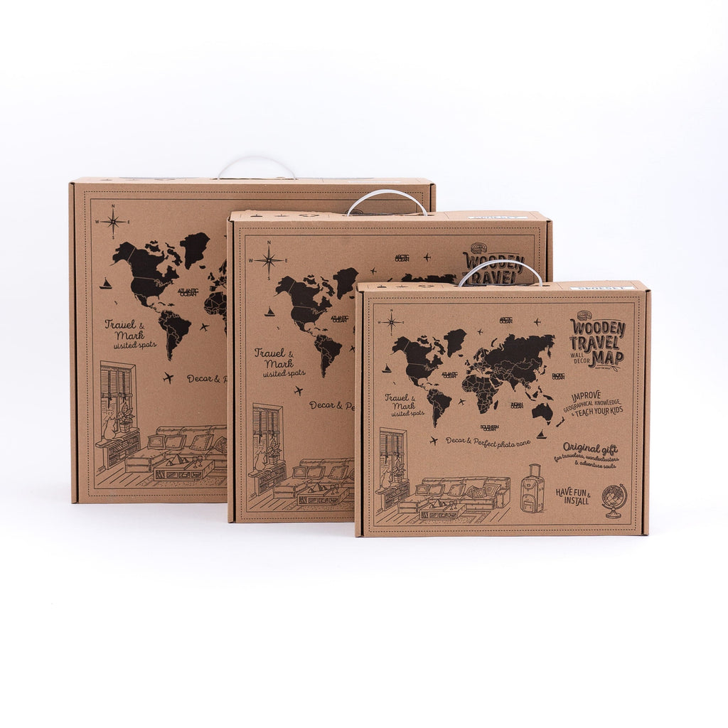 Wall Decor Bundle: 3D Wooden World Map with Flag Pins - SJB-DIAMOND ELITES