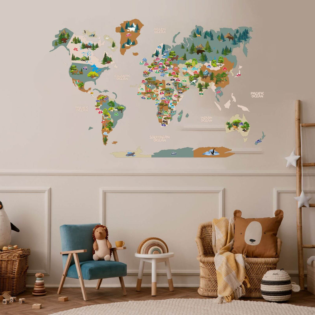 Animal World Map Indigo - SJB-DIAMOND ELITES