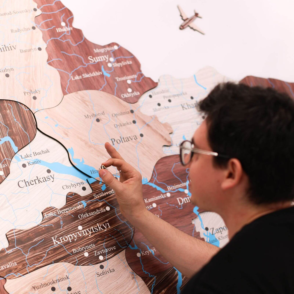 Wooden Map of Ukraine Cappuccino Enjoy The Wood