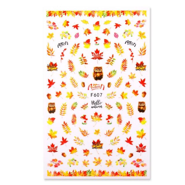Maple Leaves 3D Nail Stickers Fall Leaf Flowers Line Sliders For Nails Self Adhesive Stickers Autumn Manicuring Decals Transfer Nail Decals Sticker For Pretty Girl Self-Adhesive Nail Decals Designer Nail Stickers for Acrylic Stevvex