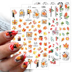 Maple Leaves 3D Nail Stickers Fall Leaf Flowers Line Sliders For Nails Self Adhesive Stickers Autumn Manicuring Decals Transfer Nail Decals Sticker For Pretty Girl Self-Adhesive Nail Decals Designer Nail Stickers for Acrylic Stevvex