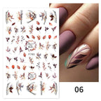 Maple Leaves 3D Nail Stickers Fall Leaf Flowers Line Sliders For Nails Self Adhesive Stickers Autumn Manicuring Decals Transfer Nail Decals Sticker For Pretty Girl Self-Adhesive Nail Decals Designer Nail Stickers for Acrylic Stevvex