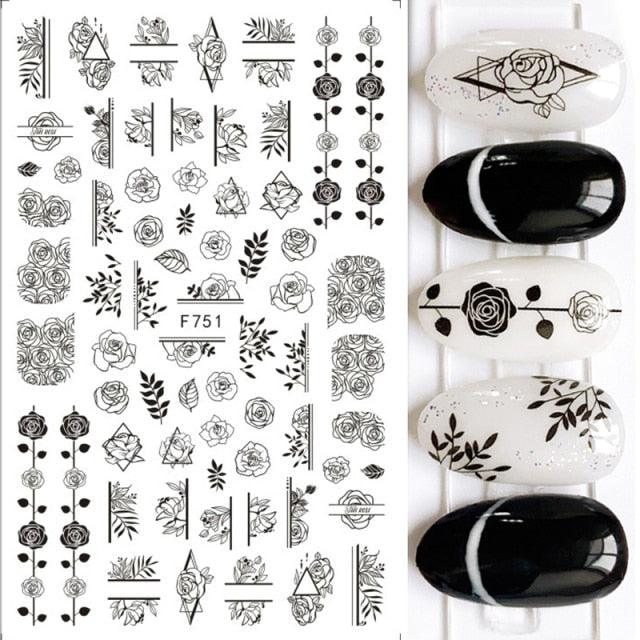 Maple Leaves 3D Nail Stickers Fall Leaf Flowers Line Sliders For Nails Self Adhesive Stickers Autumn Manicuring Decals Transfer Nail Decals Sticker For Pretty Girl Self-Adhesive Nail Decals Designer Nail Stickers for Acrylic Stevvex