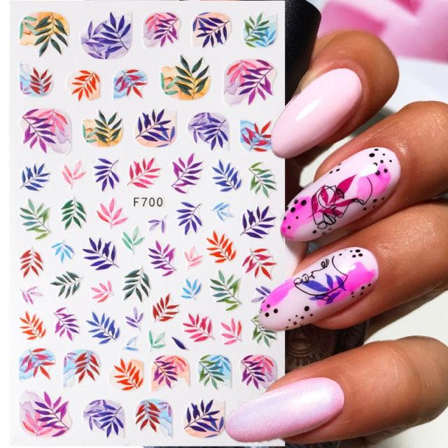 Maple Leaves 3D Nail Stickers Fall Leaf Flowers Line Sliders For Nails Self Adhesive Stickers Autumn Manicuring Decals Transfer Nail Decals Sticker For Pretty Girl Self-Adhesive Nail Decals Designer Nail Stickers for Acrylic Stevvex