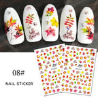 Maple Leaves 3D Nail Stickers Fall Leaf Flowers Line Sliders For Nails Self Adhesive Stickers Autumn Manicuring Decals Transfer Nail Decals Sticker For Pretty Girl Self-Adhesive Nail Decals Designer Nail Stickers for Acrylic Stevvex