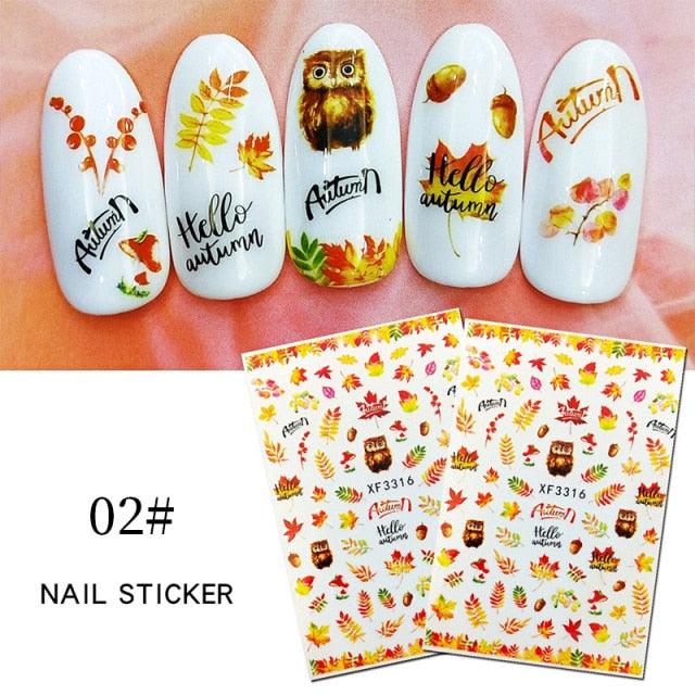 Maple Leaves 3D Nail Stickers Fall Leaf Flowers Line Sliders For Nails Self Adhesive Stickers Autumn Manicuring Decals Transfer Nail Decals Sticker For Pretty Girl Self-Adhesive Nail Decals Designer Nail Stickers for Acrylic Stevvex