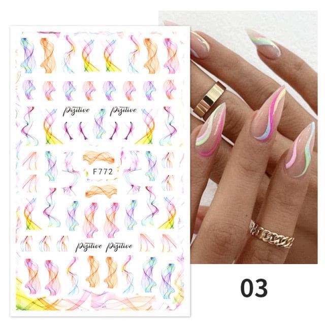 Maple Leaves 3D Nail Stickers Fall Leaf Flowers Line Sliders For Nails Self Adhesive Stickers Autumn Manicuring Decals Transfer Nail Decals Sticker For Pretty Girl Self-Adhesive Nail Decals Designer Nail Stickers for Acrylic Stevvex