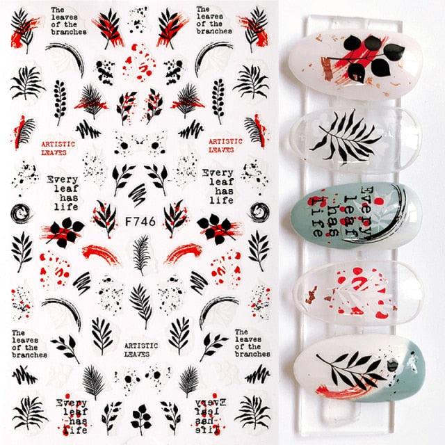 Maple Leaves 3D Nail Stickers Fall Leaf Flowers Line Sliders For Nails Self Adhesive Stickers Autumn Manicuring Decals Transfer Nail Decals Sticker For Pretty Girl Self-Adhesive Nail Decals Designer Nail Stickers for Acrylic Stevvex