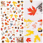 Maple Leaves 3D Nail Stickers Fall Leaf Flowers Line Sliders For Nails Self Adhesive Stickers Autumn Manicuring Decals Transfer Nail Decals Sticker For Pretty Girl Self-Adhesive Nail Decals Designer Nail Stickers for Acrylic Stevvex