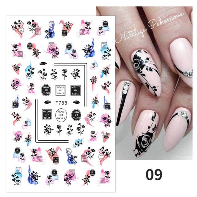 Maple Leaves 3D Nail Stickers Fall Leaf Flowers Line Sliders For Nails Self Adhesive Stickers Autumn Manicuring Decals Transfer Nail Decals Sticker For Pretty Girl Self-Adhesive Nail Decals Designer Nail Stickers for Acrylic Stevvex