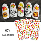 Maple Leaves 3D Nail Stickers Fall Leaf Flowers Line Sliders For Nails Self Adhesive Stickers Autumn Manicuring Decals Transfer Nail Decals Sticker For Pretty Girl Self-Adhesive Nail Decals Designer Nail Stickers for Acrylic Stevvex