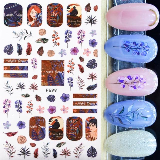 Maple Leaves 3D Nail Stickers Fall Leaf Flowers Line Sliders For Nails Self Adhesive Stickers Autumn Manicuring Decals Transfer Nail Decals Sticker For Pretty Girl Self-Adhesive Nail Decals Designer Nail Stickers for Acrylic Stevvex