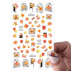 Maple Leaves 3D Nail Stickers Fall Leaf Flowers Line Sliders For Nails Self Adhesive Stickers Autumn Manicuring Decals Transfer Nail Decals Sticker For Pretty Girl Self-Adhesive Nail Decals Designer Nail Stickers for Acrylic Stevvex