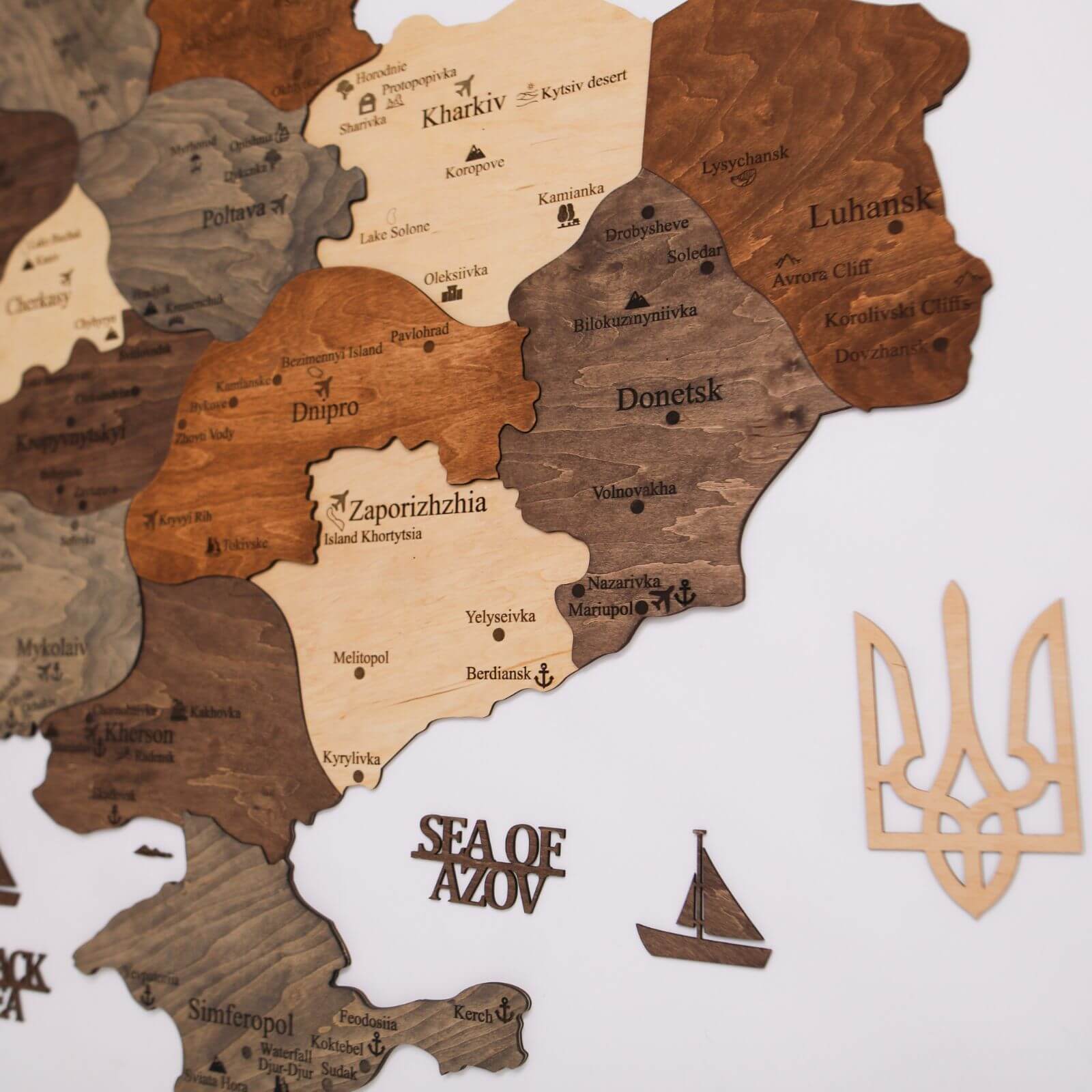 Wooden Map of Ukraine Multicolor Enjoy The Wood