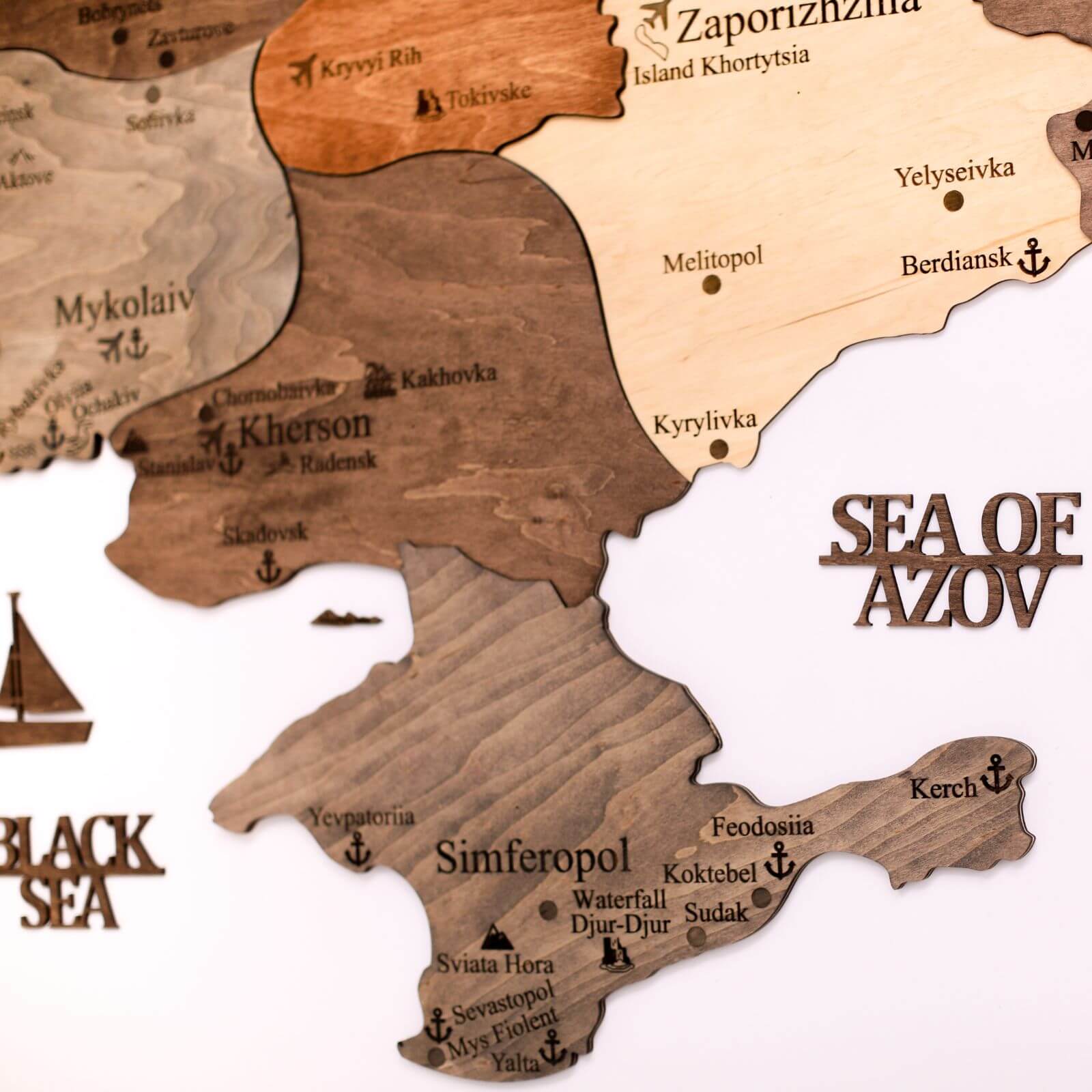 Wooden Map of Ukraine Multicolor Enjoy The Wood