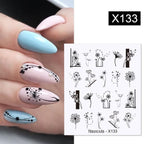 Marble Blooming 3D Nail Sticker Decals Flower Leaves Transfer Water Sliders Abstract Geometric Lines Nail Watermark Decals iridescent Decoration Nail Self-Adhesive Decals Nail Stickers Water Transfer Fresh Nail Decals for Nail Art Butterfly Palm