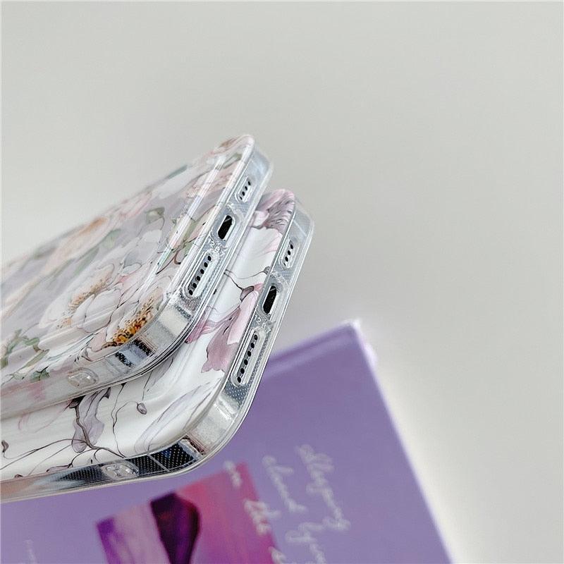 Marble Card Holder Flower Leopard Print Phone Case For iPhone 11 12 13 Pro Max Wallet Soft Silicone Cover Silicone Grey White Shiny Slim Soft Scratch Resistant Case Stevvex