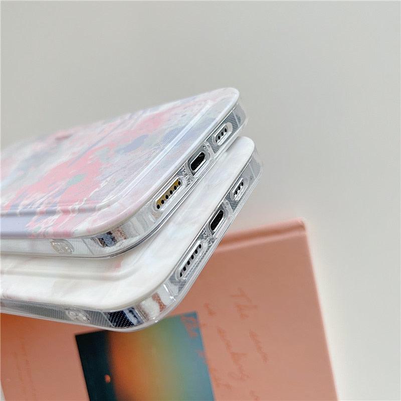 Marble Card Holder Flower Leopard Print Phone Case For iPhone 11 12 13 Pro Max Wallet Soft Silicone Cover Silicone Grey White Shiny Slim Soft Scratch Resistant Case Stevvex