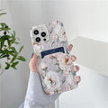 Marble Card Holder Flower Leopard Print Phone Case For iPhone 11 12 13 Pro Max Wallet Soft Silicone Cover Silicone Grey White Shiny Slim Soft Scratch Resistant Case Stevvex