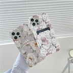 Marble Card Holder Flower Leopard Print Phone Case For iPhone 11 12 13 Pro Max Wallet Soft Silicone Cover Silicone Grey White Shiny Slim Soft Scratch Resistant Case Stevvex