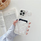 Marble Card Holder Flower Leopard Print Phone Case For iPhone 11 12 13 Pro Max Wallet Soft Silicone Cover Silicone Grey White Shiny Slim Soft Scratch Resistant Case Stevvex