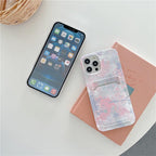 Marble Card Holder Flower Leopard Print Phone Case For iPhone 11 12 13 Pro Max Wallet Soft Silicone Cover Silicone Grey White Shiny Slim Soft Scratch Resistant Case Stevvex