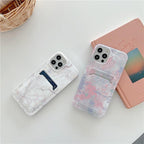 Marble Card Holder Flower Leopard Print Phone Case For iPhone 11 12 13 Pro Max Wallet Soft Silicone Cover Silicone Grey White Shiny Slim Soft Scratch Resistant Case Stevvex