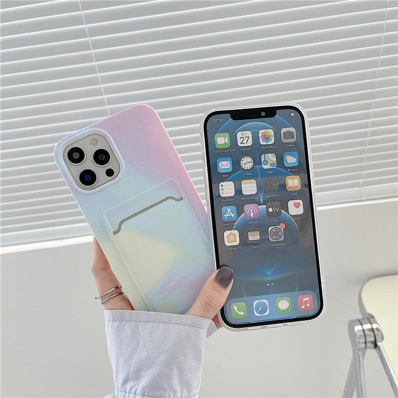 Marble Card Holder Flower Leopard Print Phone Case For iPhone 11 12 13 Pro Max Wallet Soft Silicone Cover Silicone Grey White Shiny Slim Soft Scratch Resistant Case Stevvex
