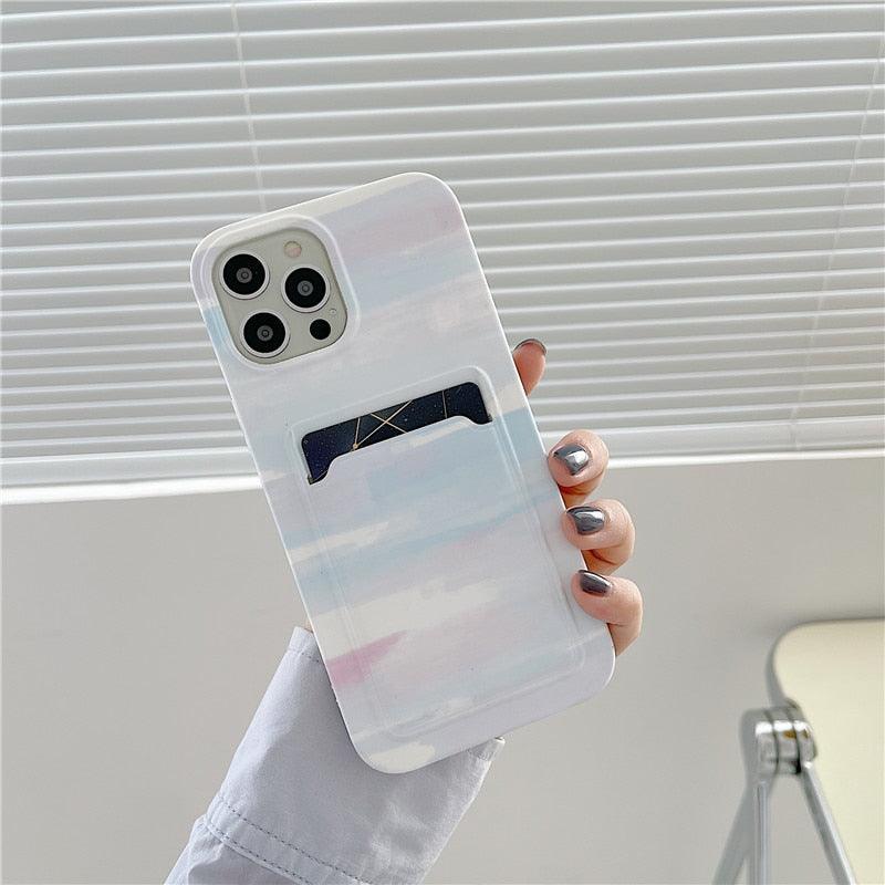 Marble Card Holder Flower Leopard Print Phone Case For iPhone 11 12 13 Pro Max Wallet Soft Silicone Cover Silicone Grey White Shiny Slim Soft Scratch Resistant Case Stevvex