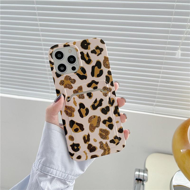 Marble Card Holder Flower Leopard Print Phone Case For iPhone 11 12 13 Pro Max Wallet Soft Silicone Cover Silicone Grey White Shiny Slim Soft Scratch Resistant Case Stevvex