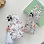 Marble Card Holder Flower Leopard Print Phone Case For iPhone 11 12 13 Pro Max Wallet Soft Silicone Cover Silicone Grey White Shiny Slim Soft Scratch Resistant Case Stevvex