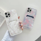 Marble Card Holder Flower Leopard Print Phone Case For iPhone 11 12 13 Pro Max Wallet Soft Silicone Cover Silicone Grey White Shiny Slim Soft Scratch Resistant Case Stevvex