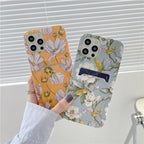 Marble Card Holder Flower Leopard Print Phone Case For iPhone 11 12 13 Pro Max Wallet Soft Silicone Cover Silicone Grey White Shiny Slim Soft Scratch Resistant Case Stevvex