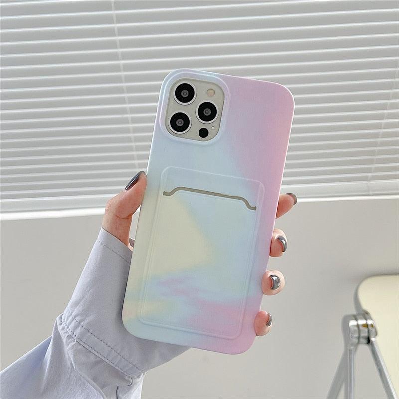 Marble Card Holder Flower Leopard Print Phone Case For iPhone 11 12 13 Pro Max Wallet Soft Silicone Cover Silicone Grey White Shiny Slim Soft Scratch Resistant Case Stevvex