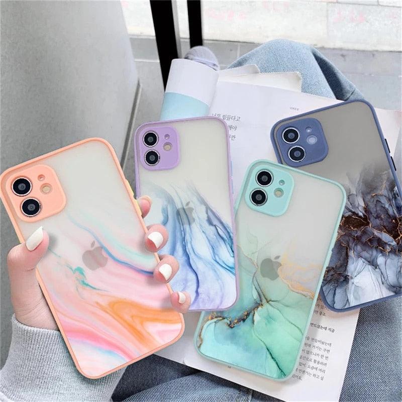 Marble Pattern Aesthetic Silicone Ultra Thin Scratch-Resistant Shockproof Mobile Phone Case For iPhone 11 Case Stylish Soft Camera Protective Cover For iPhone 12 Pro Max Mini XR XS Max X 7 8 Plus Case Stevvex