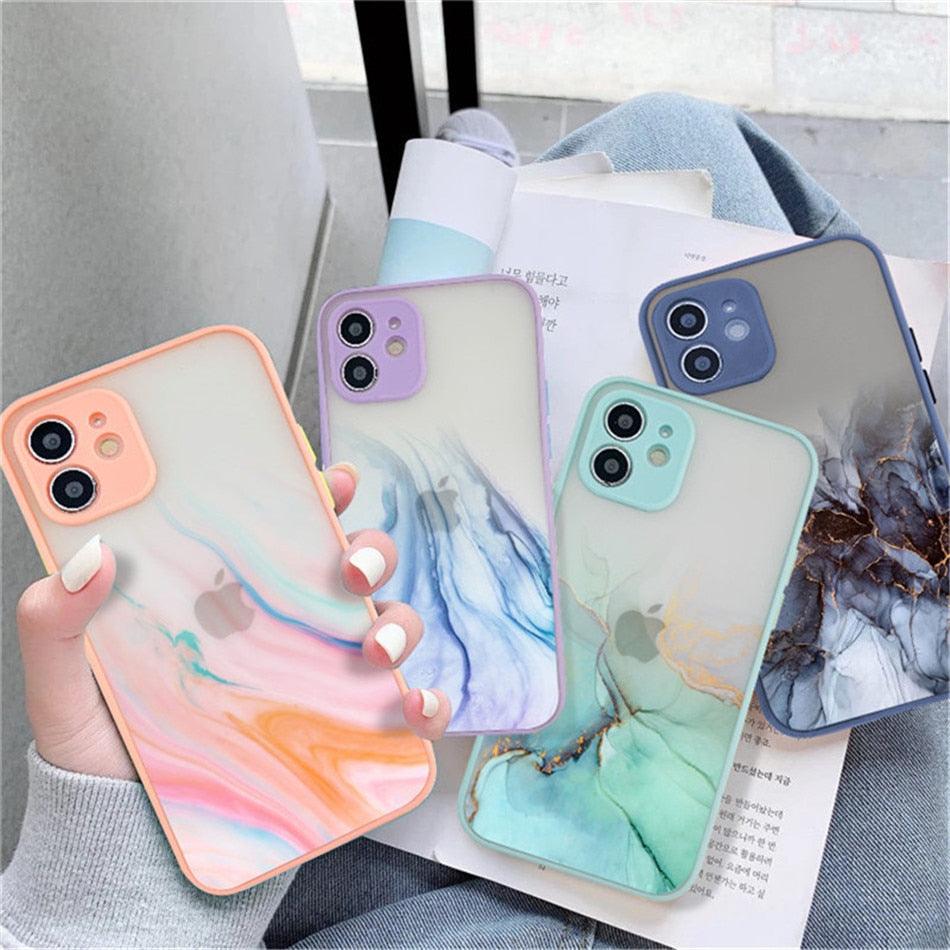 Marble Pattern Aesthetic Silicone Ultra Thin Scratch-Resistant Shockproof Mobile Phone Case For iPhone 11 Case Stylish Soft Camera Protective Cover For iPhone 12 Pro Max Mini XR XS Max X 7 8 Plus Case Stevvex