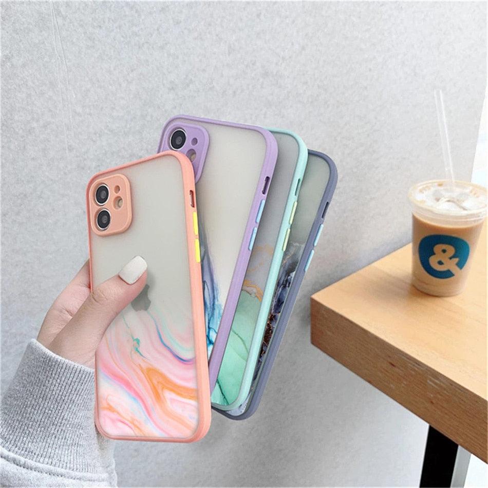 Marble Pattern Aesthetic Silicone Ultra Thin Scratch-Resistant Shockproof Mobile Phone Case For iPhone 11 Case Stylish Soft Camera Protective Cover For iPhone 12 Pro Max Mini XR XS Max X 7 8 Plus Case Stevvex