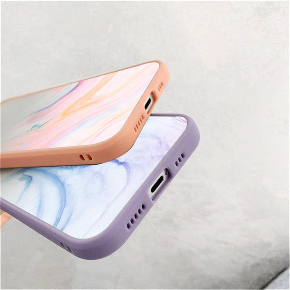 Marble Pattern Aesthetic Silicone Ultra Thin Scratch-Resistant Shockproof Mobile Phone Case For iPhone 11 Case Stylish Soft Camera Protective Cover For iPhone 12 Pro Max Mini XR XS Max X 7 8 Plus Case Stevvex