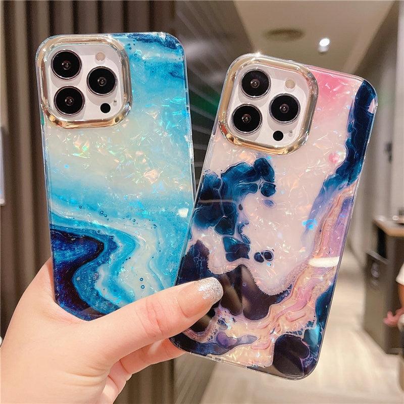 Marble Pattern Slim Shockproof Protective Soft Design for Girls Women Cute Case Cover For iPhone 13 Pro Max Glitter Marble Phone Case For iPhone 12 11 Pro Max XS Max XR Shockproof Cover Stevvex