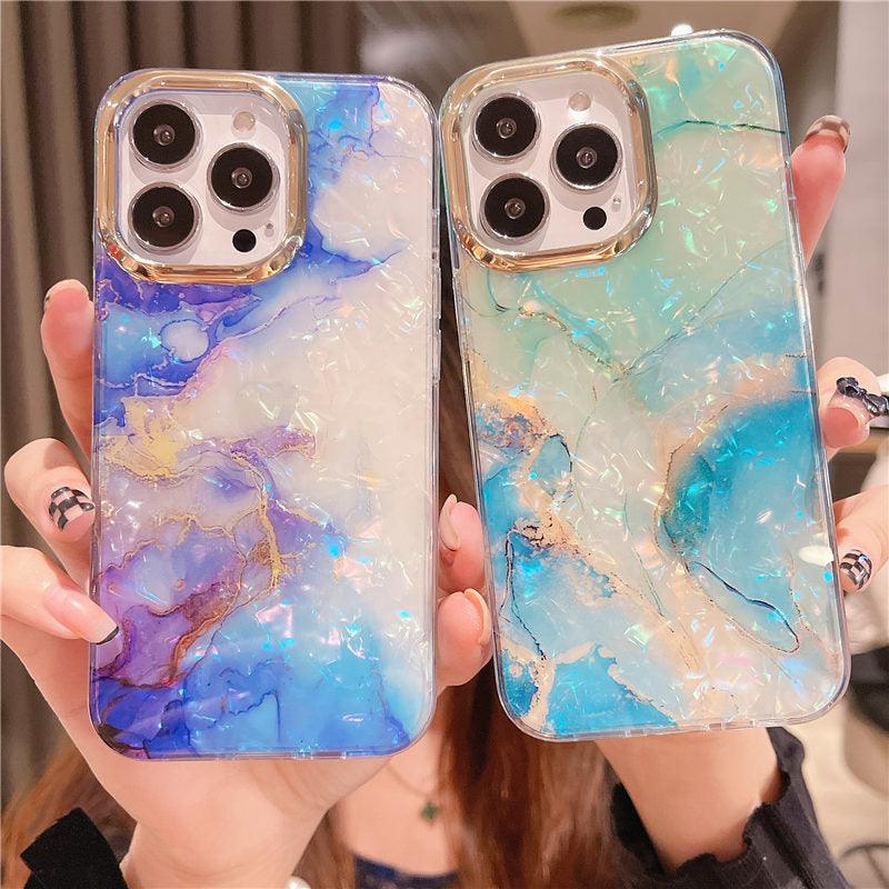 Marble Pattern Slim Shockproof Protective Soft Design for Girls Women Cute Case Cover For iPhone 13 Pro Max Glitter Marble Phone Case For iPhone 12 11 Pro Max XS Max XR Shockproof Cover Stevvex