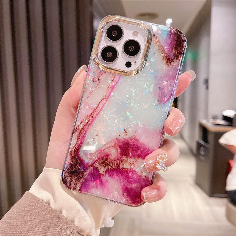Marble Pattern Slim Shockproof Protective Soft Design for Girls Women Cute Case Cover For iPhone 13 Pro Max Glitter Marble Phone Case For iPhone 12 11 Pro Max XS Max XR Shockproof Cover Stevvex