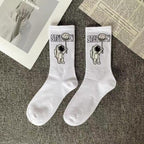 Marble Print Style Harajuku Skateboard Long Socks Creative Fun Lightning Hip Hop Style Socks Streetwear Casual Cotton Socks Unisex Street Couple Socks For Men And Women