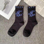 Marble Print Style Harajuku Skateboard Long Socks Creative Fun Lightning Hip Hop Style Socks Streetwear Casual Cotton Socks Unisex Street Couple Socks For Men And Women